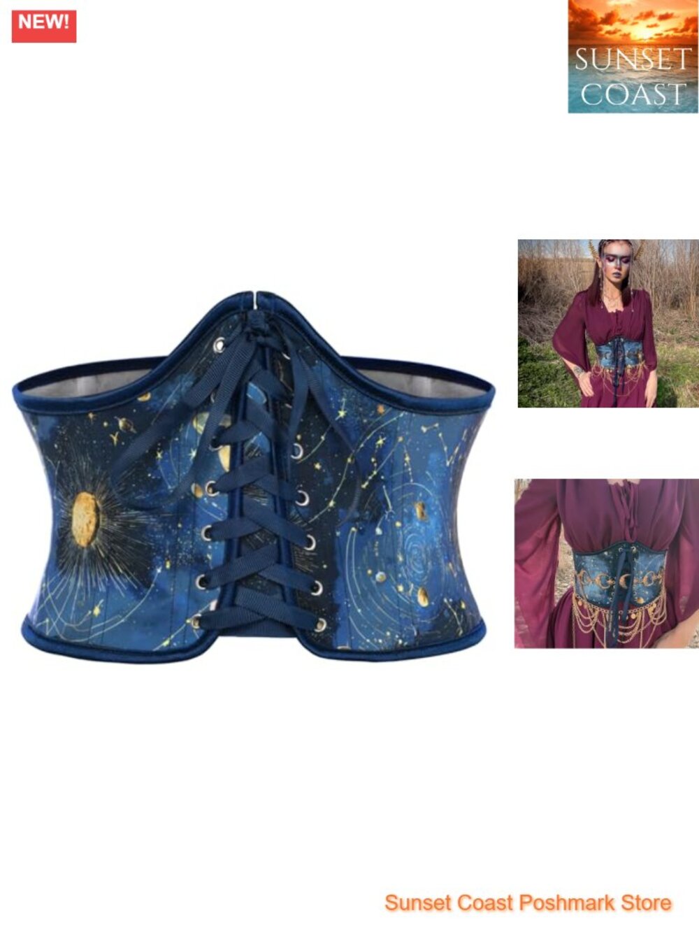 Womens Renaissance Corset Belt Lace-Up Floral Polyester